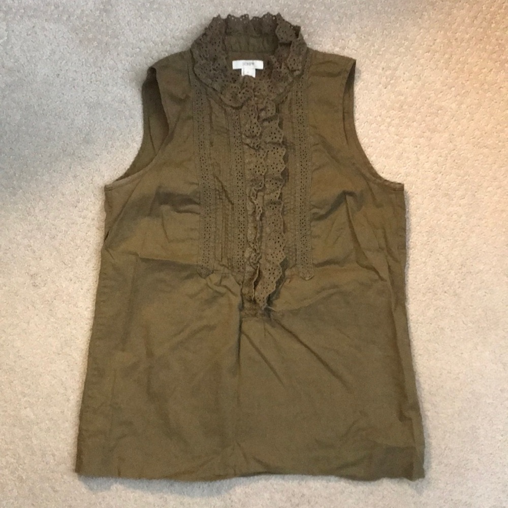 Jcrew sleeveless eyelit ruffle top